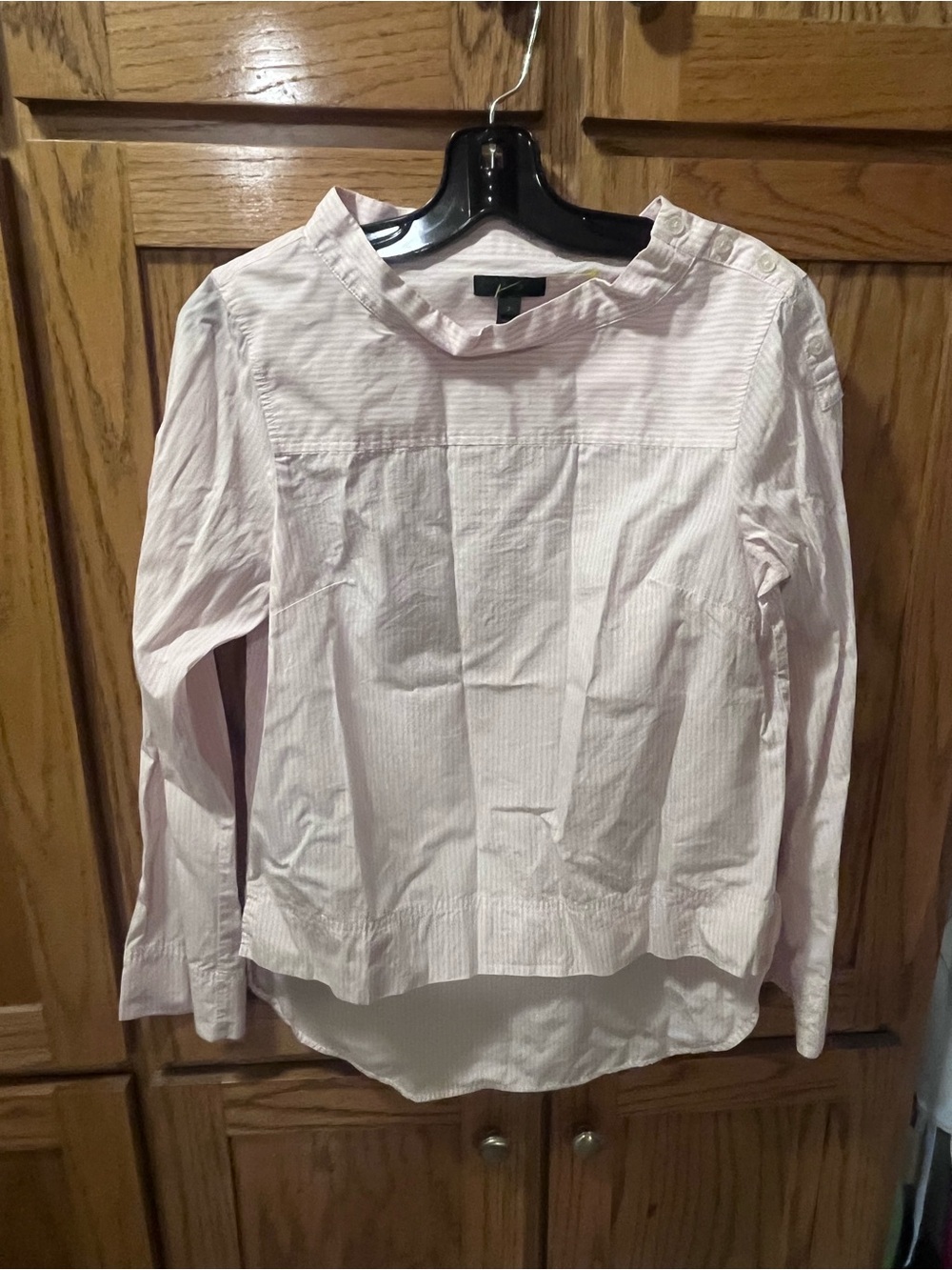 J. Crew Light Pink Pinstripe Long-Sleeve Blouse